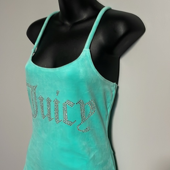 Juicy Couture Velour Dress Bling strappy bodycon Mini Jeweled Size Large NWOT - Picture 4 of 8